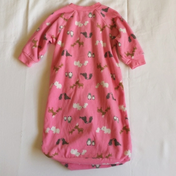 child of mine pink fleece zip-up long sleeve sleep sack 0-9 months baby girl - Picture 6 of 6